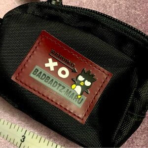 Vintage Sanrio Badtz Maru Black Mini Coin Purse/Bag with Decorative Patch